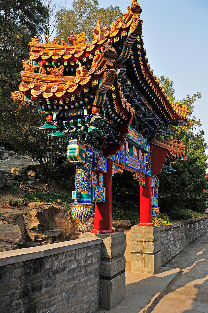 A Colourful Ornate Gate; Beijing China