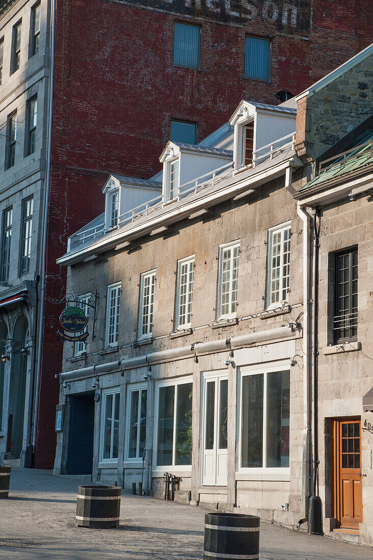 Building Fronts Along A Street; Montreal Quebec Canada