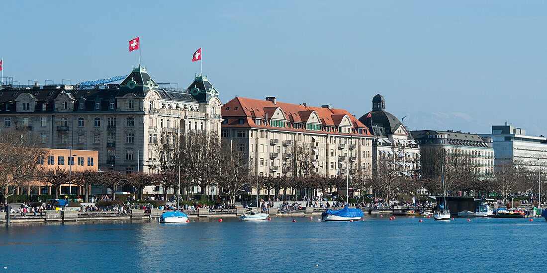 Boats And Buildings At The Waterfront; Zurich Switzerland