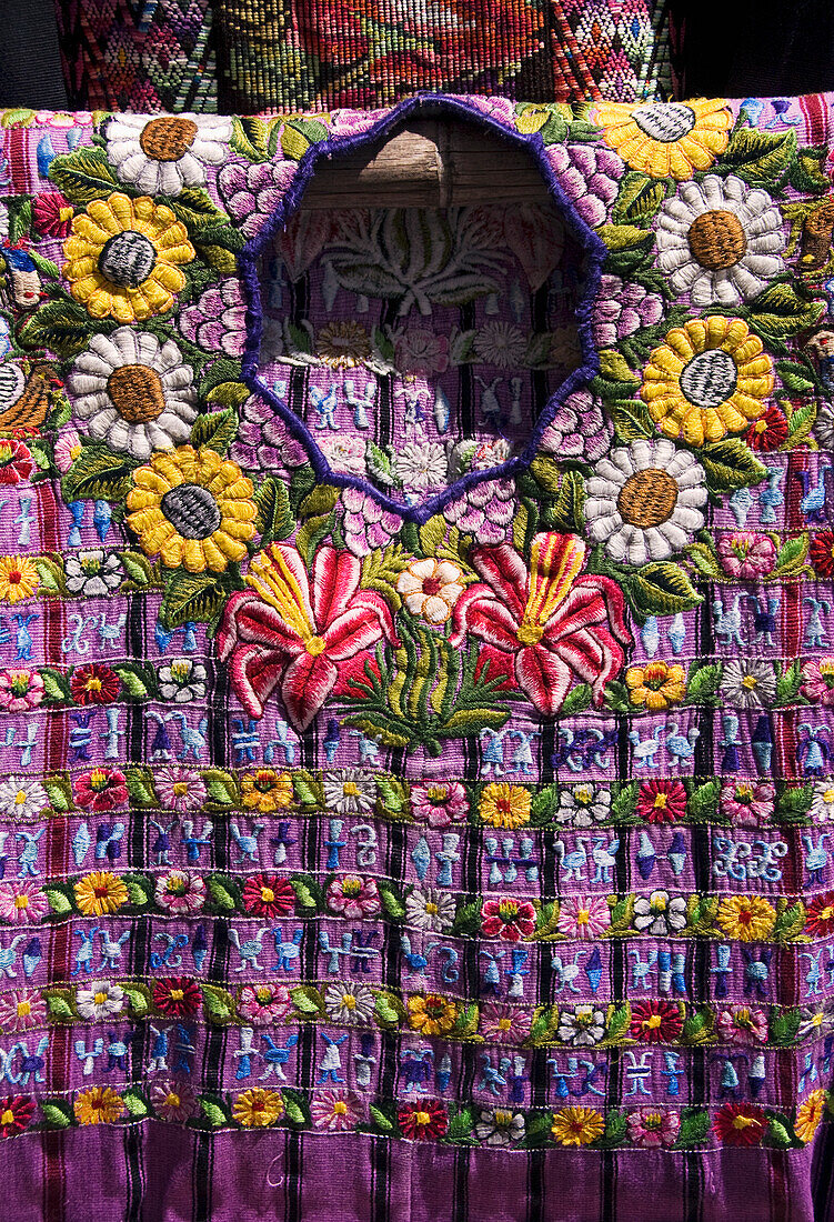 Guatemala, Lake Atitlan, Panajachel, Handmade Traditional Huipiles (Blouses) For Sale In The Market