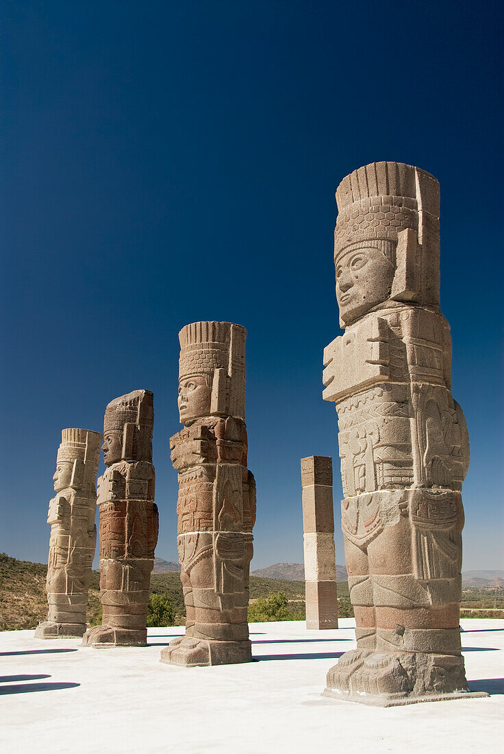 Statues In The Archaeological Zone Of Tula; Tula De Allende, Hidalgo, Mexico