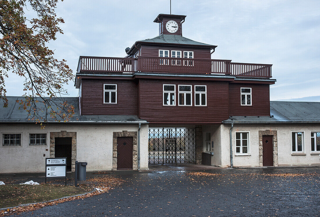 Entrance gate to Buchenwald Concentration Camp; Buchenwald, Germany