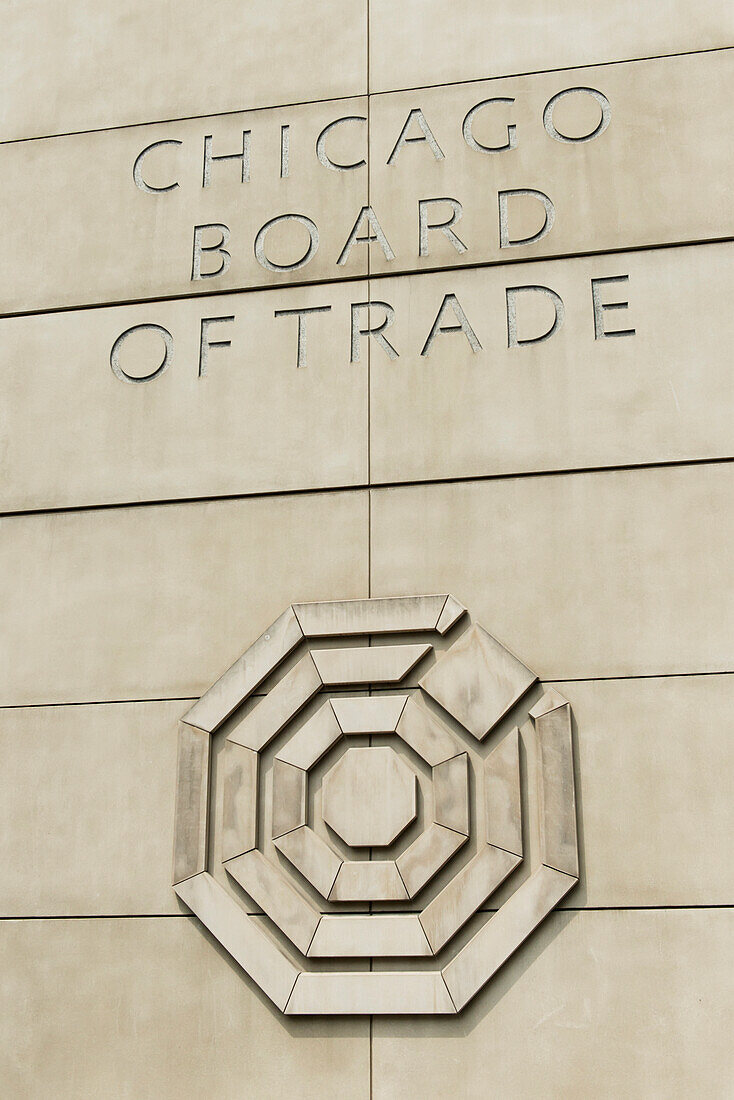 Sign For The Chicago Board Of Trade On The Side Of A Building; Chicago Illinois United States Of America