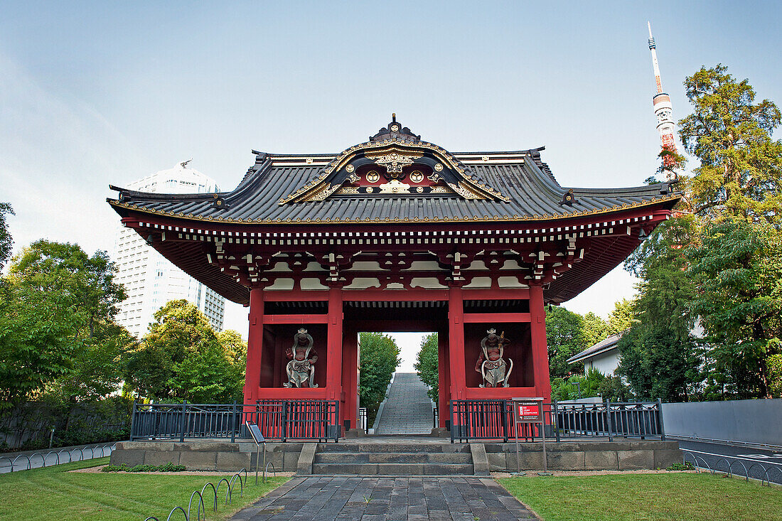 Verziertes Tor in japanischer Architektur; Tokio, Japan
