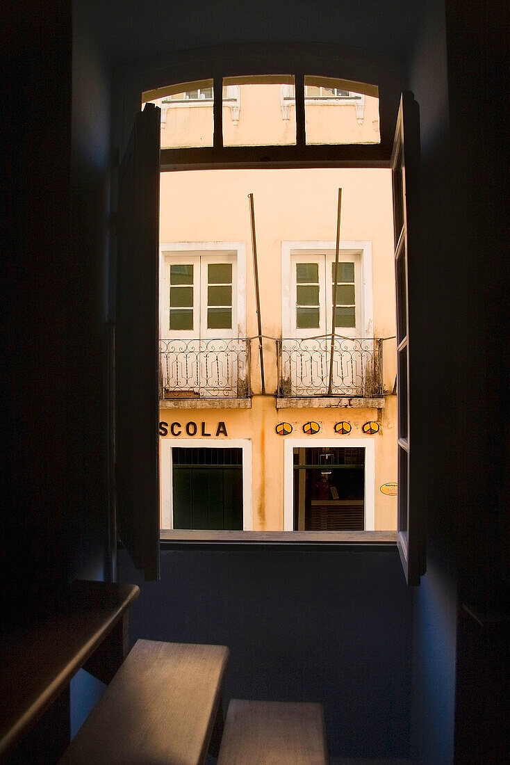 Brazil, Bahia State, Salvador, View out of open window