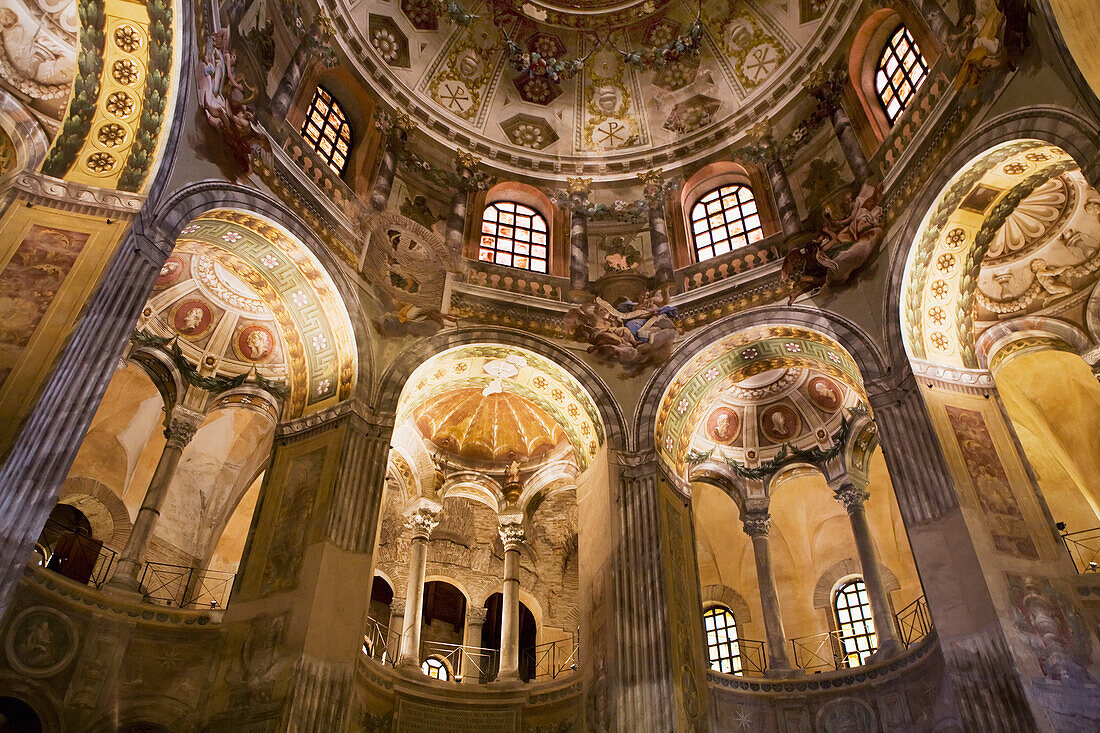 Dome with archways and columns; Ravenna, Emilia-Romagna, Italy