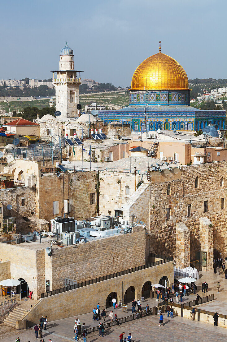 Jerusalem, Blick auf Klagemauer und Felsendom; Israel