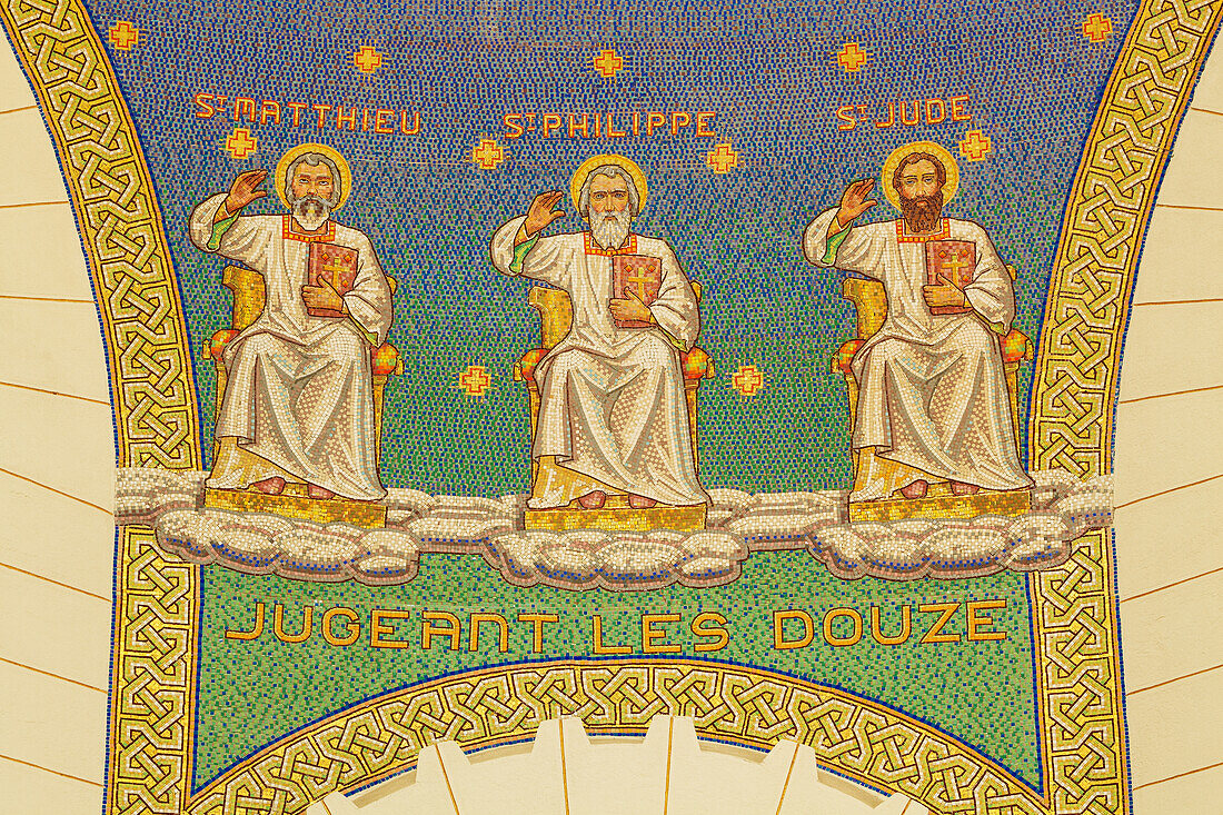 Israel, Nahaufnahme eines Mosaiks in der Kirche St. Peter; Gallicantu
