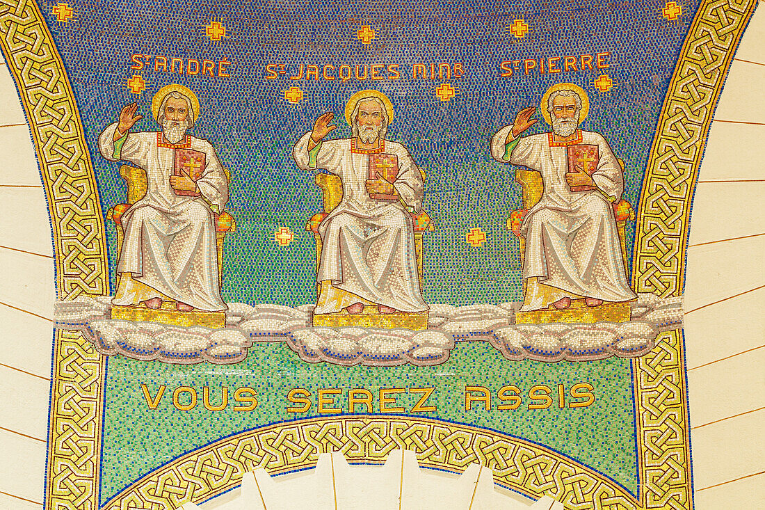 Israel, Close-up of mosaic in Church of St Peter; Gallicantu