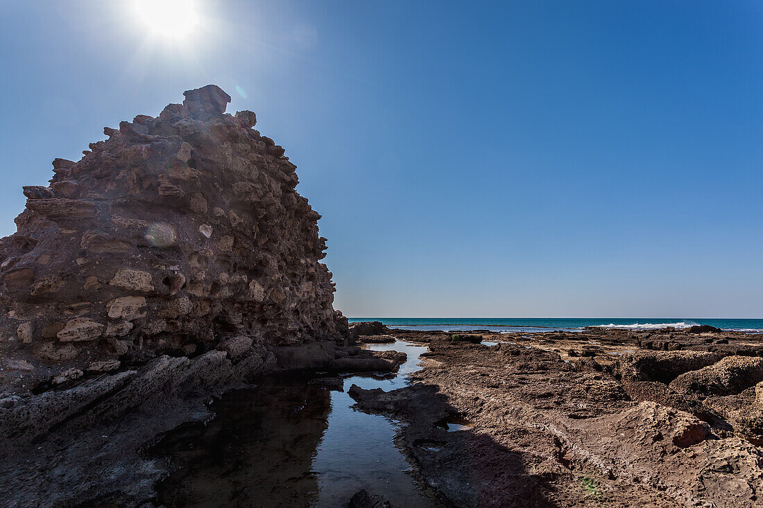 Israel, and was filled with fresh water; Caesarea Maritima, Promontory Palace Josephus called this most magnificent palace that Herod Great built on a promontory jutting out into waters of Caesarea. Pool in center was nearly Olympic in size