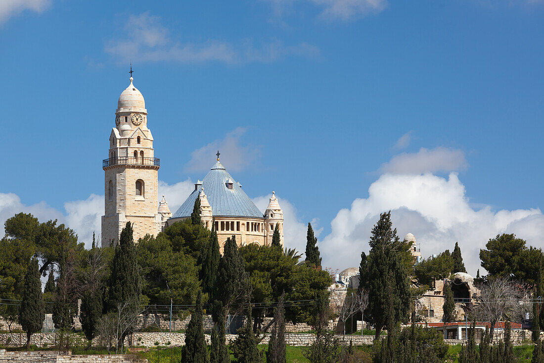 Israel, in traditional site of her death (the name means Eternal sleep); Jerusalem, commemorating memory of Virgin Mary, Grand German Benedictine abbey located on top of Mount Zion