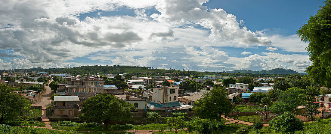 Burma, Mandalay, Panorama of town of Pin Oo Lwin in foothills of Shan State; Pin Oo Lwin