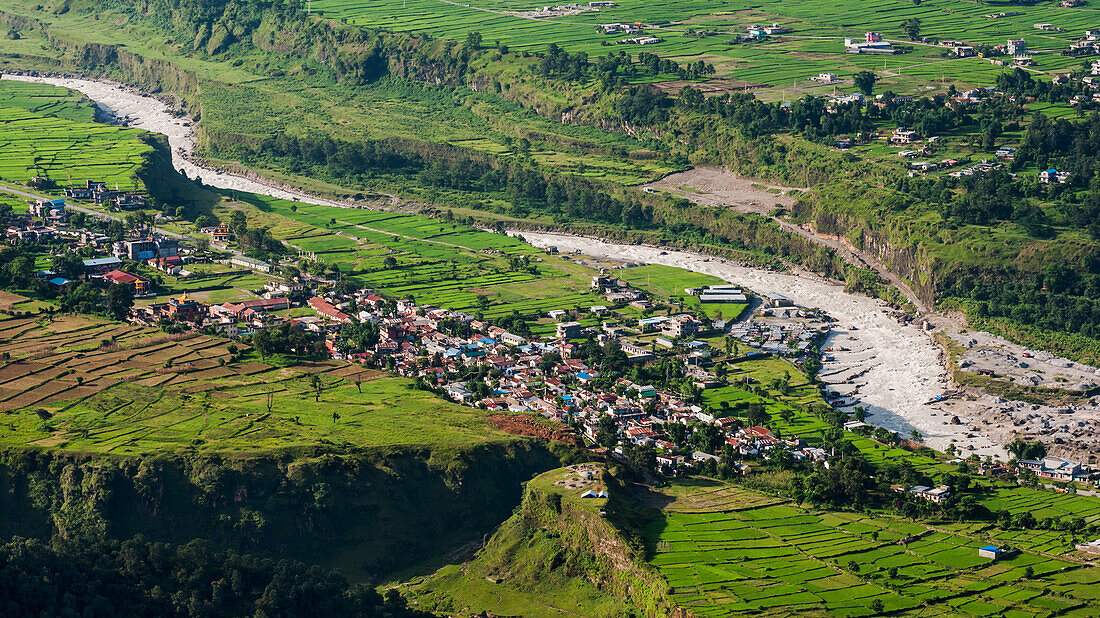 Nepal, View of town from Sarangkot mountain; Pokhara