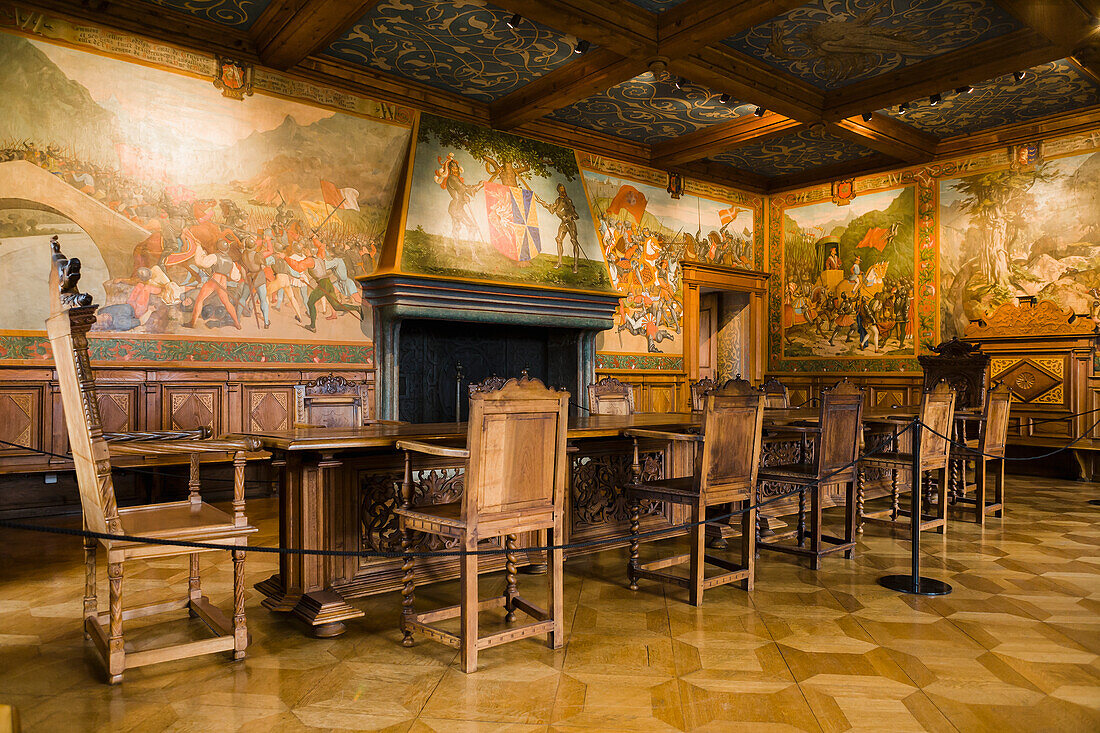 Switzerland, Interior of Chateau de Gruyeres; Gruyeres