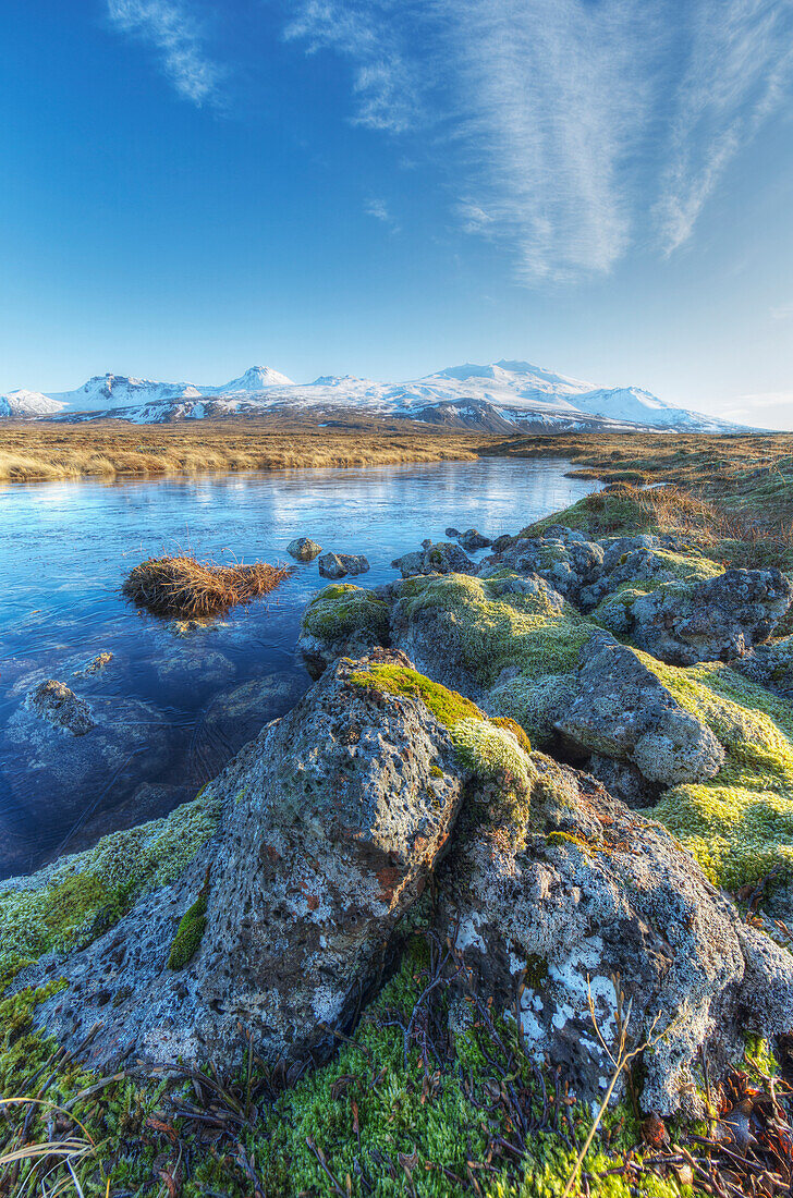 Frozen Pond Along The Road In Snaefellsness National Park; Iceland