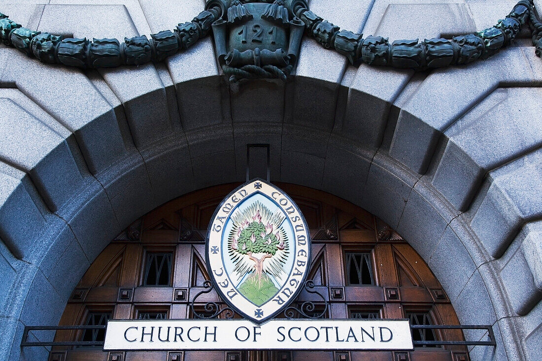 United Kingdom, Scotland, Entrance of Church of Scotland; Edinburgh