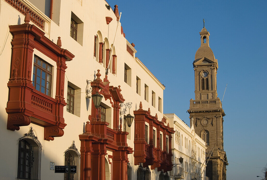 South American Colonial Building In Golden Light; La Serena, Elqui, Chile