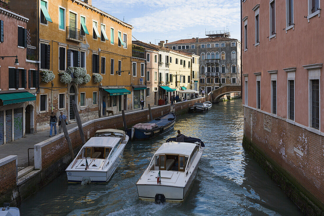 Boats On The Canal; Venice, Italy