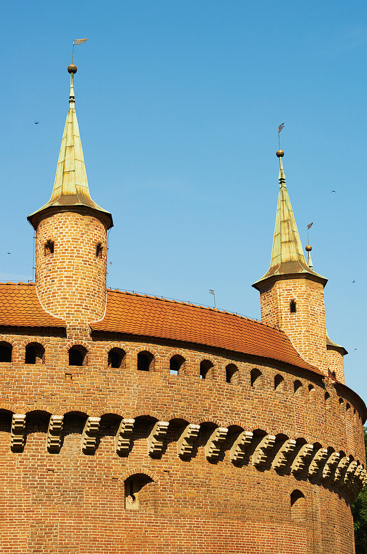 Detail der Barbakane außerhalb der Altstadt von Krakau; Krakau, Polen