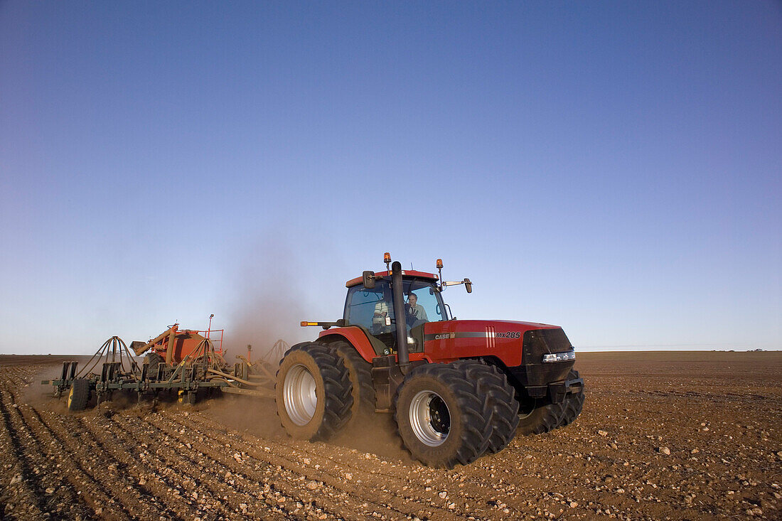 Weizensaat, Traktor zieht Sämaschine, Australien