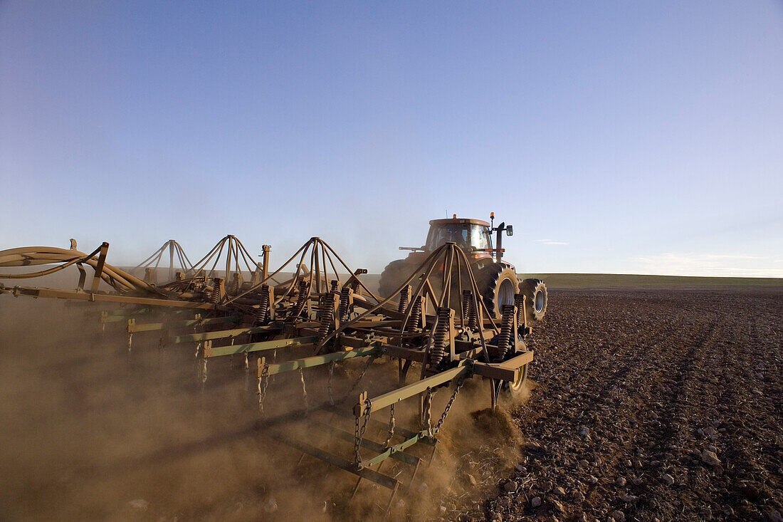 Wheat Sowing, Tractor Pulling Seed Drill, Australia