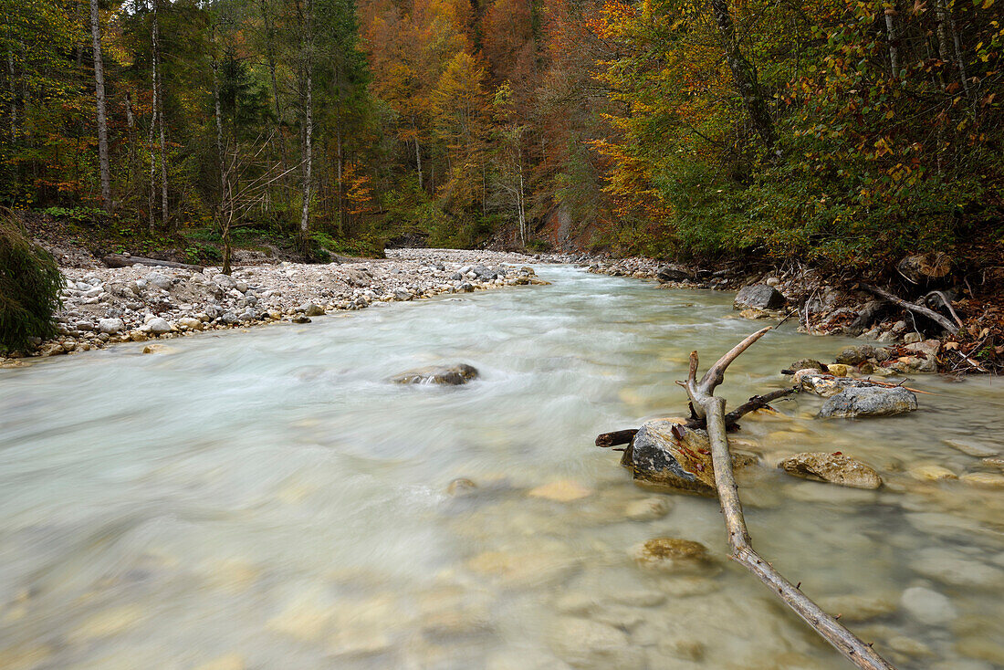 Landschaft Partnachklamm im Herbst, Bayern, Deutschland