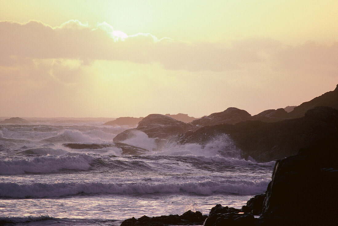 Coastline at Sunset, Long Beach, Vancouver Island, British Columbia, Canada