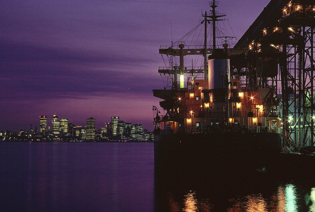 Grain Loading onto Ship, North Vancouver, British Columbia Canada