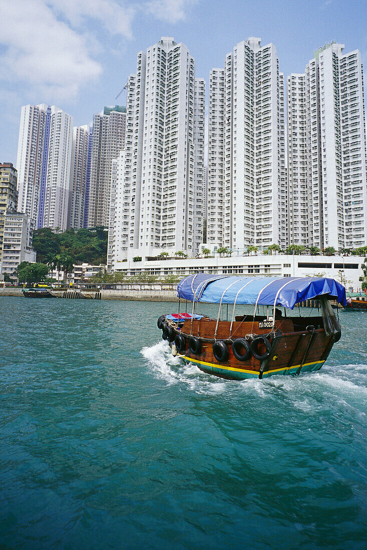 Boot und Stadtbild, Aberdeen, Hongkong, China