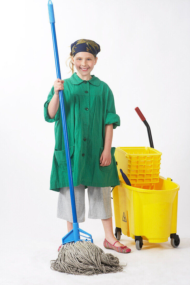 Girl Dressed Up as Janitor