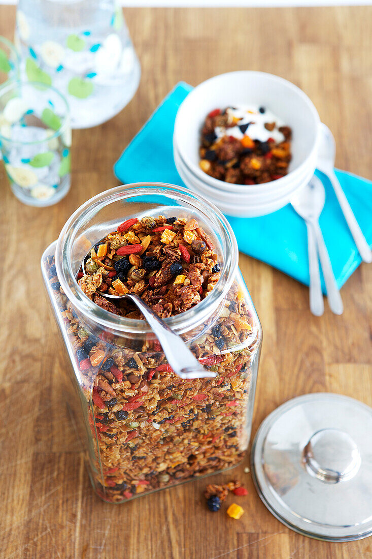 Jar of Granola with Dried Fruit