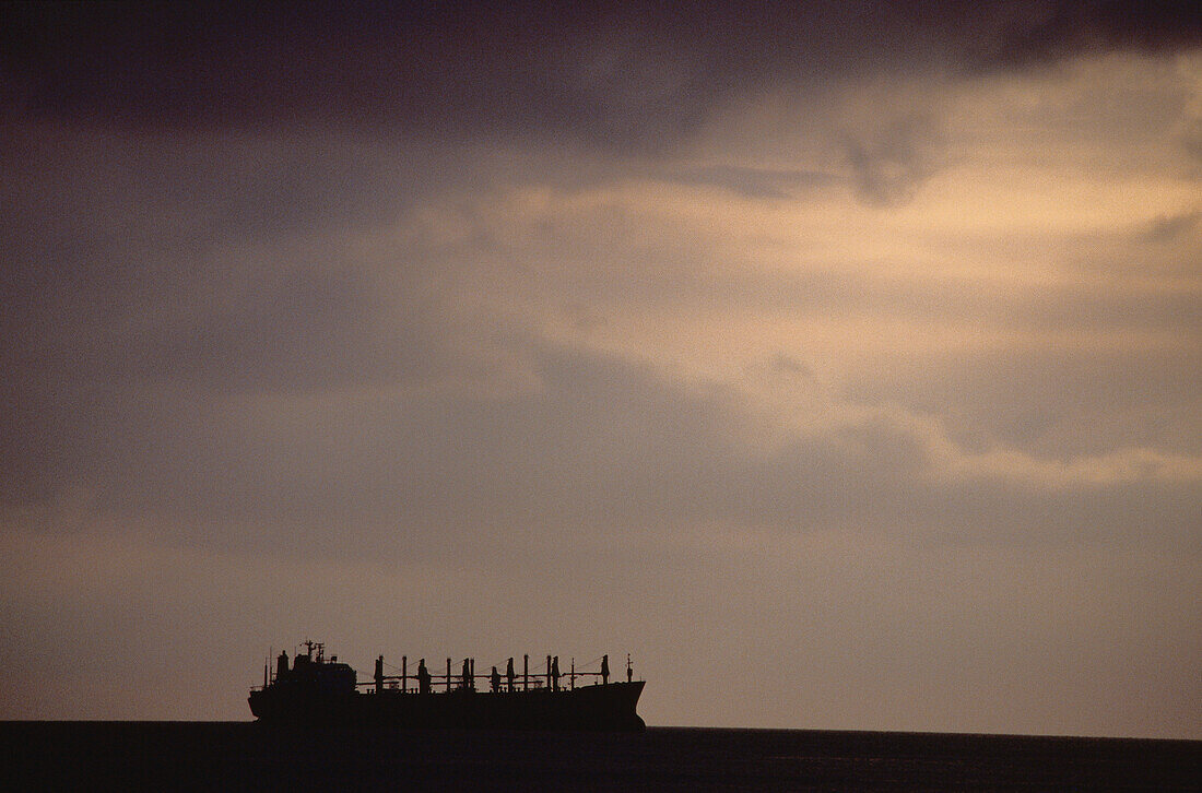 Ship at Sunset, English Bay, Vancouver, British Columbia, Canada