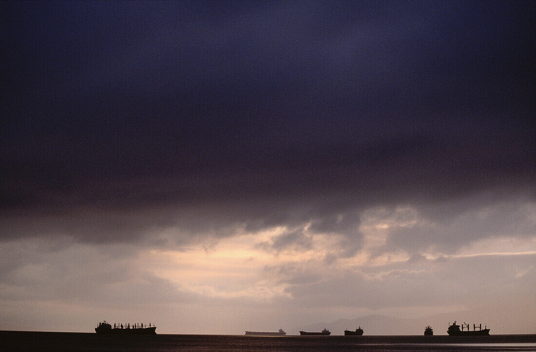 Ships at Sunset, English Bay, Vancouver, British Columbia, Canada