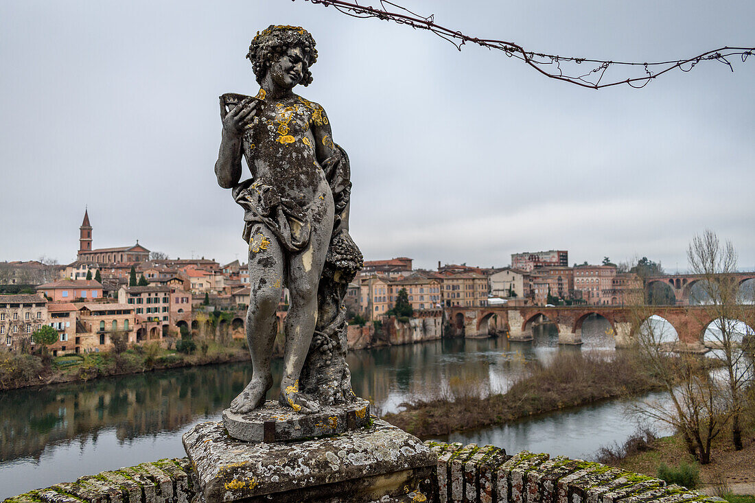 Bacchus state at the Palais de La Berbie bishop's palace gardens, overlooking the River Tarn and the city of Albi.