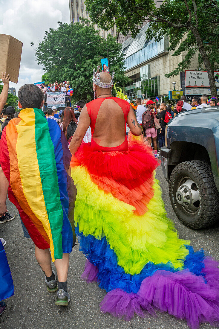 Pride Parade in Caracas, Venezuela. With the presence of the UN in Venezuela, diplomats and representatives of different embassies of the European Union in Venezuela. July 2, 2023