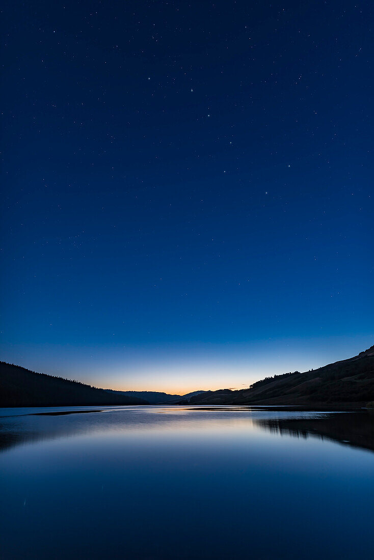 The Big Dipper in deep sunset twilight over Reesor Lake in the Cypress Hills of southeast Alberta. Taken July 28, 2017.