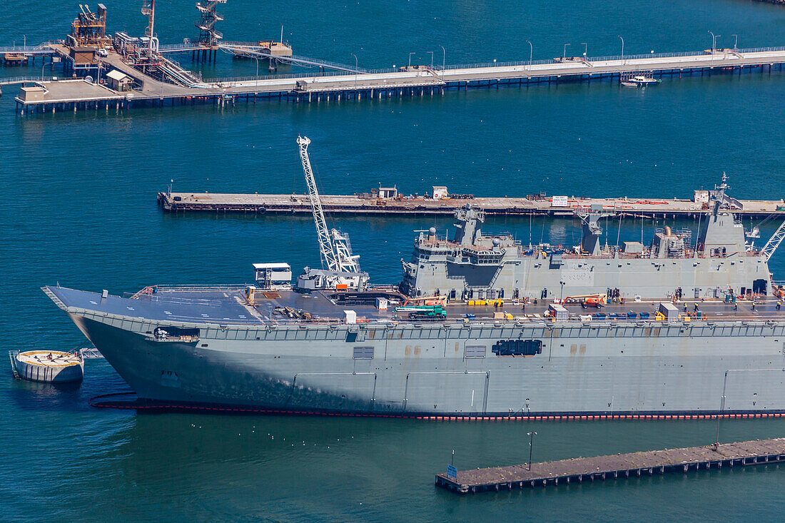 Aerial view of the Hmas Canberra under Construction taken on 121213, Australia