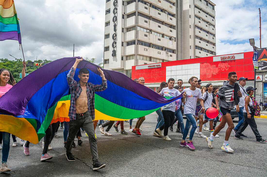 Pride Parade in Caracas, Venezuela. With the presence of the UN in Venezuela, diplomats and representatives of different embassies of the European Union in Venezuela. July 2, 2023