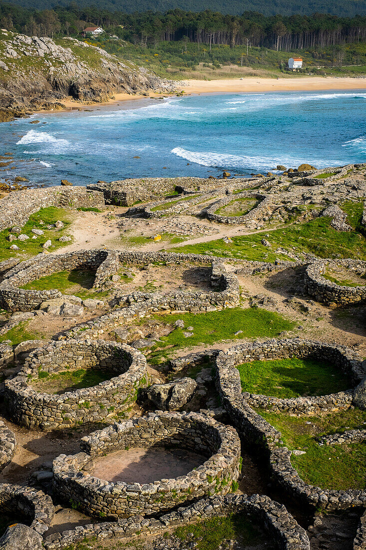 Castro de Barona, Celtic settlement -1st century BC, Porto do Son, La Coruna province, Region of Galicia, Spain