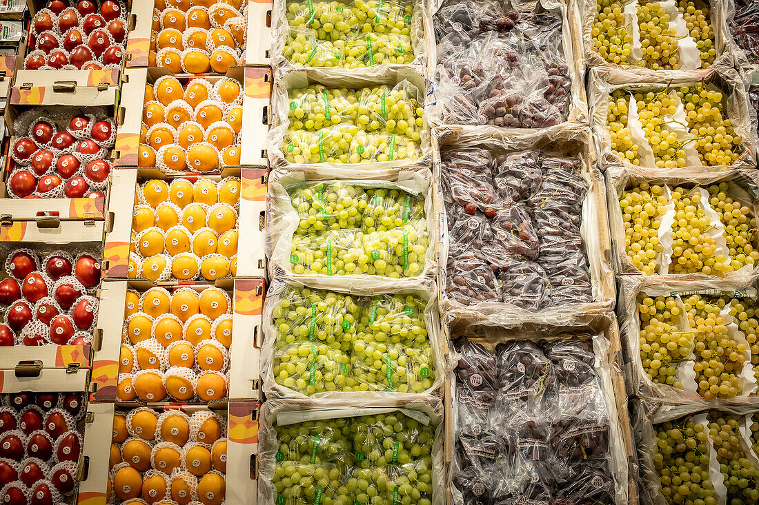 Abteilung für Obst und Gemüse in Mercabarna. Barcelonas zentrale Märkte. Barcelona. Spanien