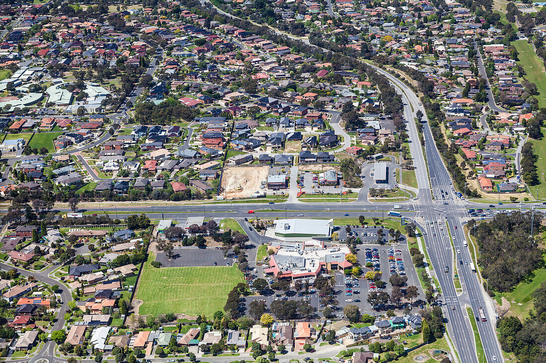 Aerial view of Rowville in Melbourne's East, Australia