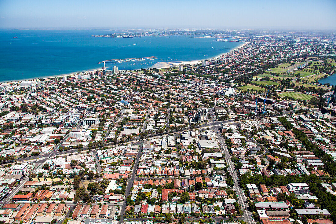 Luftaufnahme von St. Kilda in Melbourne, Australien