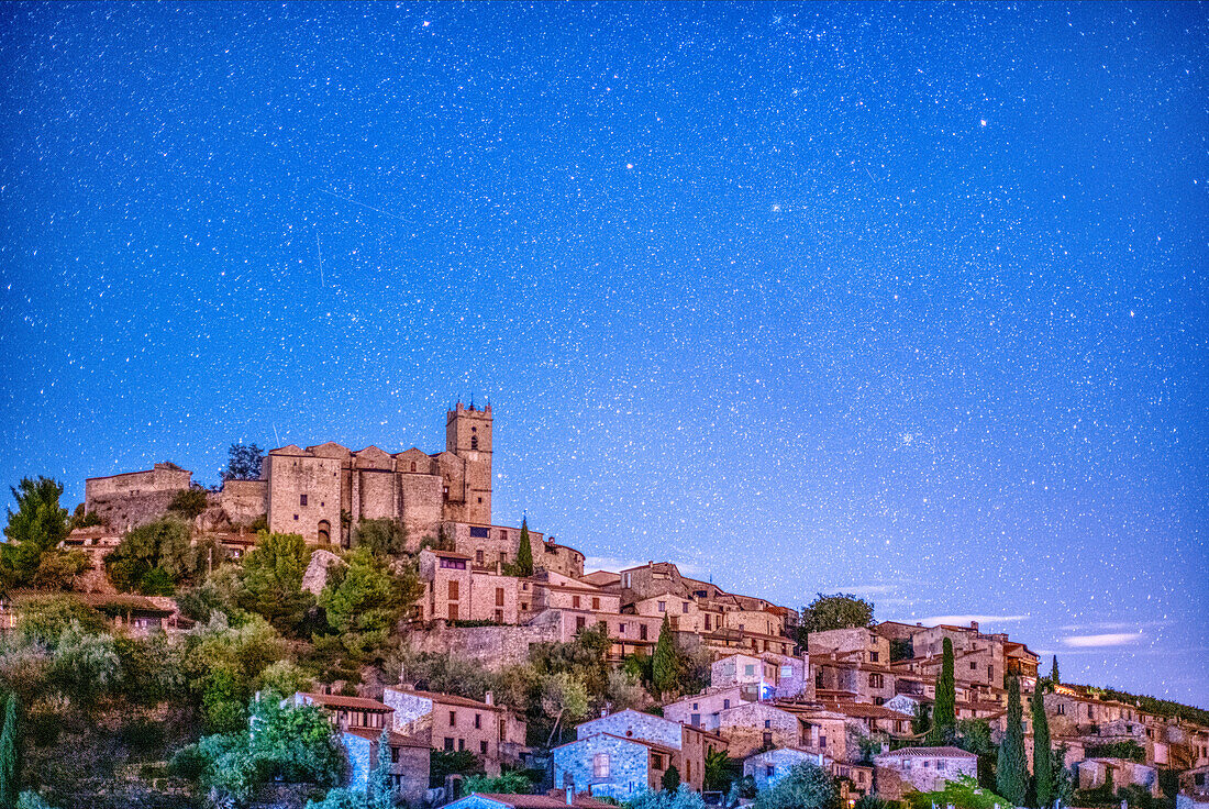 Night view of Eus, France