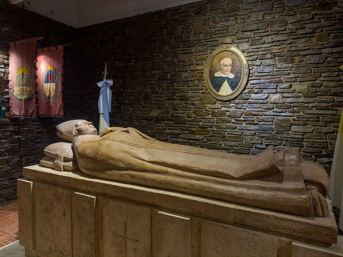 The tomb of Bishop Justo de Santa María de Oro y Albarracín in the crypt of the San Juan de Cuyo Cathedral in San Juan, Argentina. He was the first bishop of San Juan and a signer of the Argentine declaration of independence from Spain.