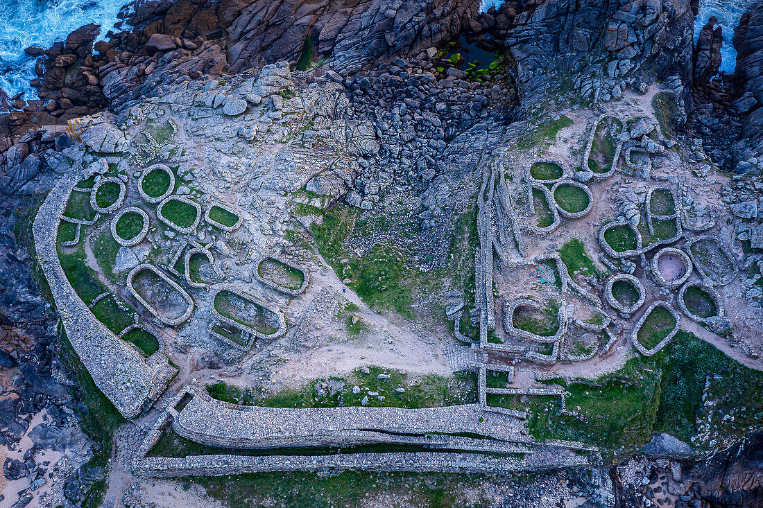 Castro de Barona, Celtic settlement -1st century BC, Porto do Son, La Coruna province, Region of Galicia, Spain