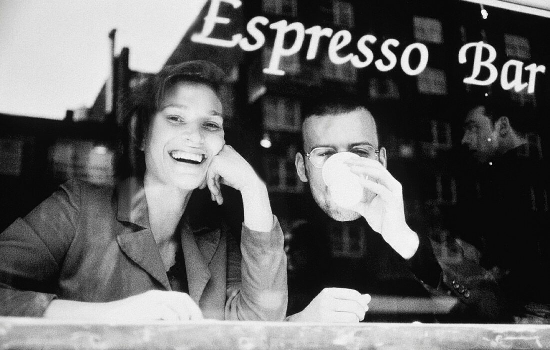 Man and Woman at an Espresso Bar