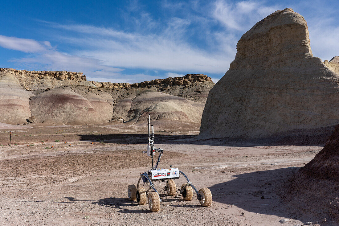 Der PCZ Mars Rover im Rahmen der University Rover Challenge, Mars Desert Research Station in der marsähnlichen Wüste in Utah. PCZ Rover Team, Technische Universität Czestochowa, Polen