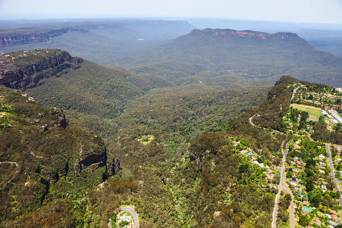 Aerial view of the Blue Mountians in New South Wales, Australia