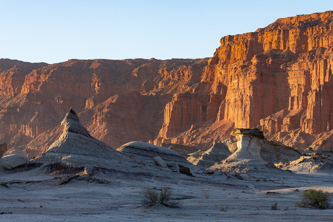 Eroded geologic formations in Ischigualasto Provincial Park in San Juan Province, Argentina.