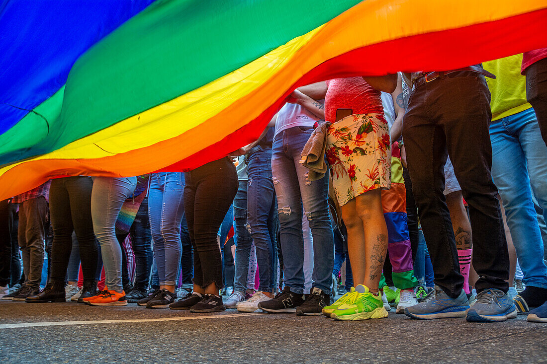 Pride Parade in Caracas, Venezuela. With the presence of the UN in Venezuela, diplomats and representatives of different embassies of the European Union in Venezuela. July 2, 2023